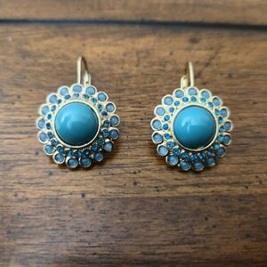Banana Republic Gold And Turquoise Blue Drop Earrings